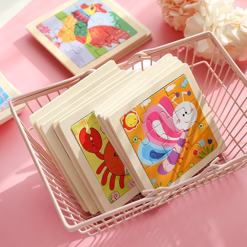 Cpc Ce Children'S Wooden Puzzle 9 Pieces Cartoon Animal Puzzle Kindergarten Baby Early Education Educational Toys - Image 5